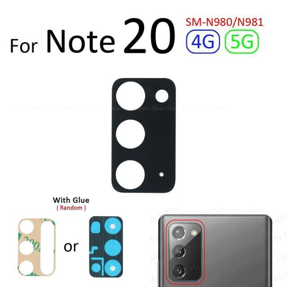 Tkgz Samsung Galaxy NOTE 20 Arka Kamera Camı Lens Yapışkanlı ürün görseli 1