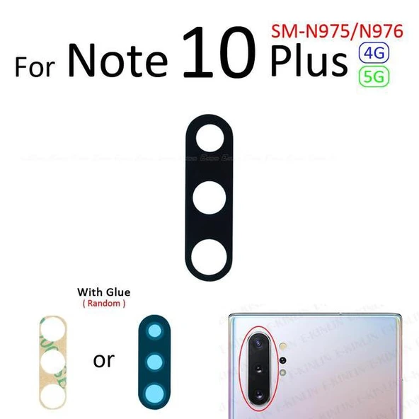 Tkgz Samsung Galaxy NOTE 10 PLUS Arka Kamera Camı Lens Yapışkanlı ürün görseli 1