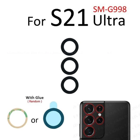 Tkgz Samsung Galaxy S21 ULTRA Arka Kamera Camı Lens Yapışkanlı ürün görseli 1