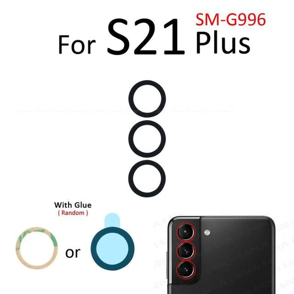 Tkgz Samsung Galaxy S21 PLUS Arka Kamera Camı Lens Yapışkanlı ürün görseli 1