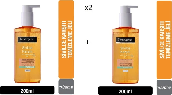 Neutrogena Visibly Clear Günlük Temizleme Jeli 200 ml 2 Adet ürün görseli 1