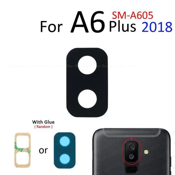 Tkgz Samsung Galaxy A6 PLUS Arka Kamera Camı Lens Yapışkanlı ürün görseli 1