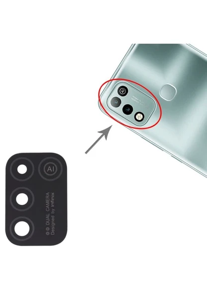 Tkgz Infinix HOTE 10 PLAY Arka Kamera Camı Lens Yapışkanlı ürün görseli 1