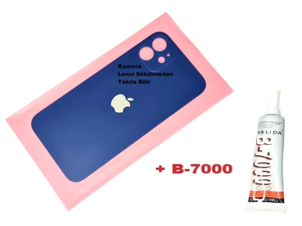 Tkgz İPhone 12 Arka Pil Batarya Kapağı (CAM+B-7000) LACİVERT ürün görseli 1