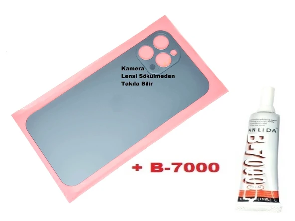 Tkgz İPhone 12 PRO MAX Arka Pil Batarya Kapağı (CAM+B-7000) MAVİ ürün görseli 1