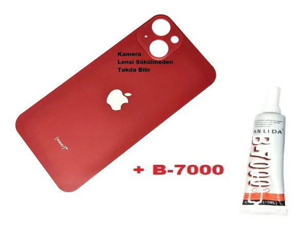 Tkgz İPhone 13 Arka Pil Batarya Kapağı (CAM+B-7000) KIRMIZI ürün görseli 1