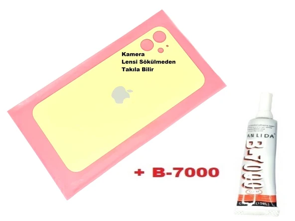 Tkgz İPhone 11 Arka Pil Batarya Kapağı (CAM+B-7000) SARI ürün görseli 1