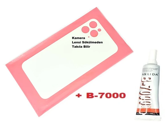Tkgz İPhone 12 PRO Arka Pil Batarya Kapağı (CAM+B-7000) BEYAZ ürün görseli 1
