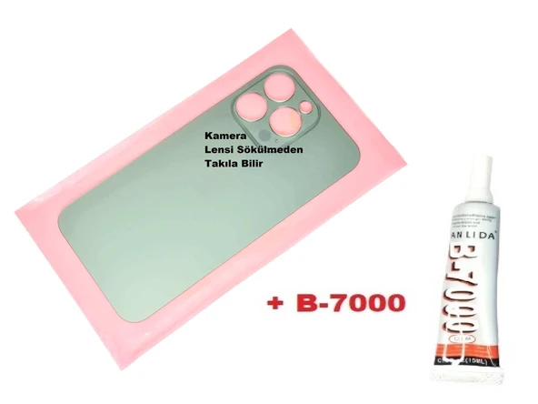 Tkgz İPhone 13 PRO Arka Pil Batarya Kapağı (CAM+B-7000) YEŞİL ürün görseli 1