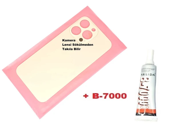 Tkgz İPhone 13 PRO Arka Pil Batarya Kapağı (CAM+B-7000) GOLD ürün görseli 1