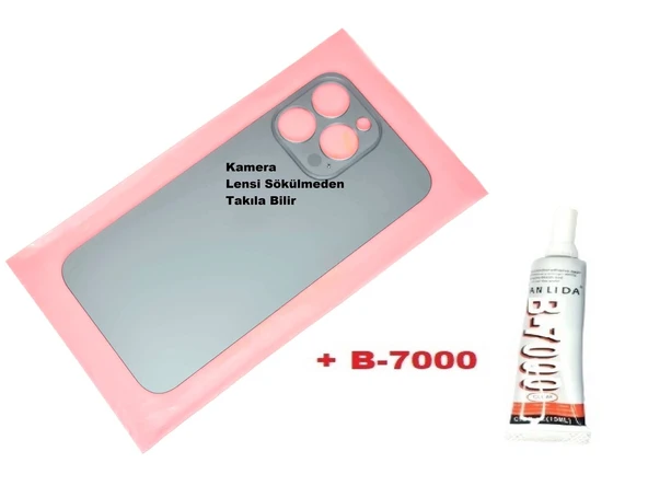 Tkgz İPhone 13 PRO Arka Pil Batarya Kapağı (CAM+B-7000) FÜME ürün görseli 1