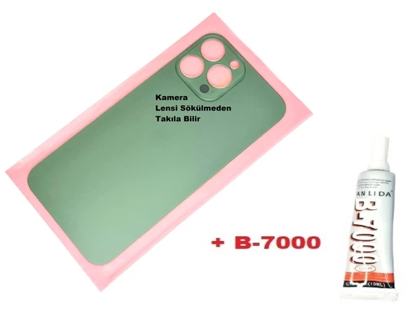 Tkgz İPhone 13 PRO MAX Arka Pil Batarya Kapağı (CAM+B-7000) YEŞİL ürün görseli 1