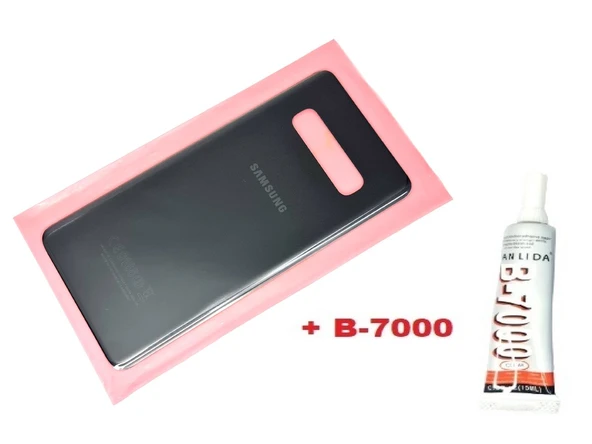 Tkgz Samsung Galaxy S10 PLUS Arka Pil Batarya Kapağı (CAM+B-7000) SİYAH ürün görseli 1