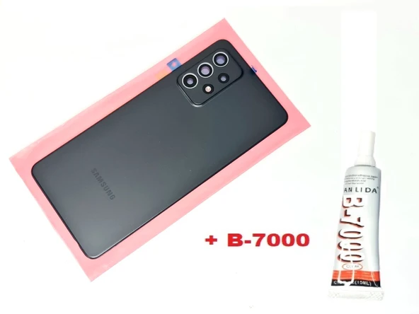 Tkgz Samsung Galaxy A52 A525 Arka Pil Batarya Kapağı (FULL Kamera Lensli+B-7000) SİYAH ürün görseli 1