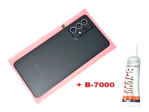 Tkgz Samsung Galaxy A72 A725 Arka Pil Batarya Kapağı (FULL Kamera Lensli+B-7000) SİYAH ürün görseli 1