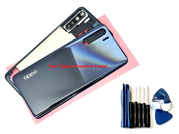 Tkgz Oppo A91 FULL ORJ KASA Arka Pil Batarya Kapağı (TAMİR SETİ) SİYAH ürün görseli 1