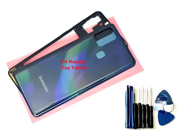 Tkgz Samsung Galaxy A21S FULL ORJ KASA Arka Pil Batarya Kapağı (TAMİR SETİ) SİYAH ürün görseli 1