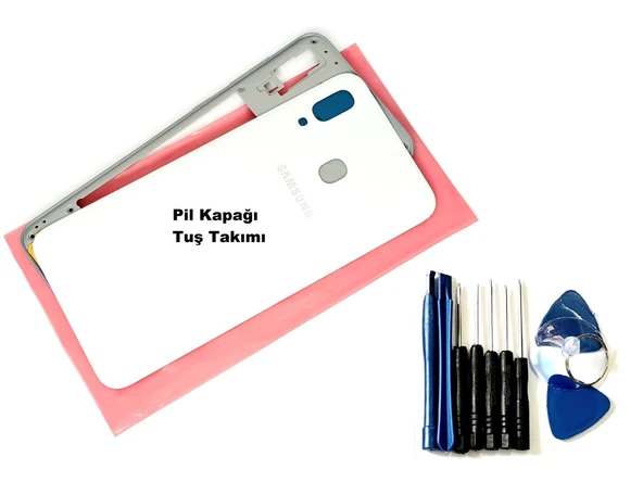 Tkgz Samsung Galaxy A30 (A305) FULL ORJ KASA Kasa Arka Pil Batarya Kapağı (TAMİR SETİ) BEYAZ ürün görseli 1