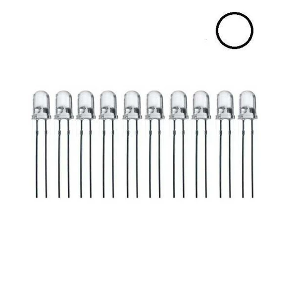 5mm Flaşörlü (Yanıp Sönen)Beyaz Led Paketi - 10 Adet ürün görseli 1
