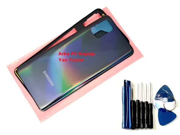 Tkgz Samsung Galaxy A51 (A515) FULL ORJ KASA Arka Pil Batarya Kapağı (TAMİR SETİ) SİYAH ürün görseli 1