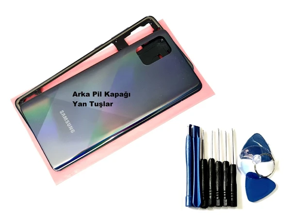 Tkgz Samsung Galaxy A71 (A715) FULL ORJ KASA Arka Pil Batarya Kapağı (TAMİR SETİ) SİYAH ürün görseli 1