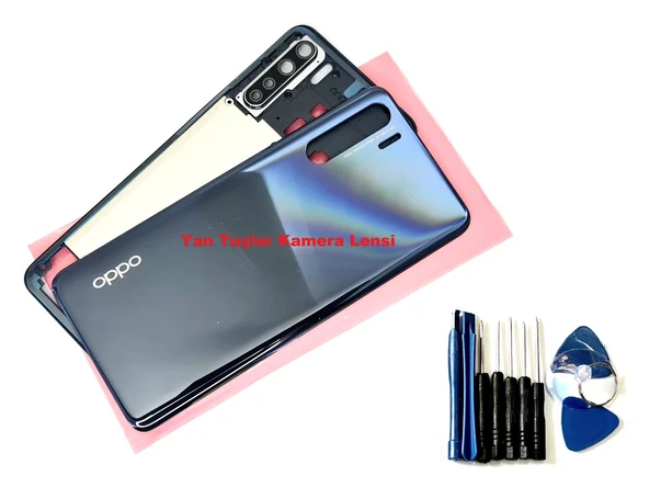 Tkgz Oppo A91 KASA Arka Pil Batarya Kapağı (TAMİR SETİ) SİYAH ürün görseli 1