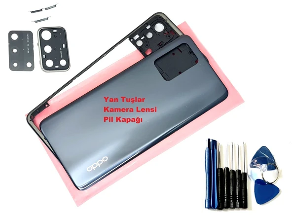 Tkgz Oppo A74 KASA Arka Pil Batarya Kapağı (TAMİR SETİ) SİYAH ürün görseli 1