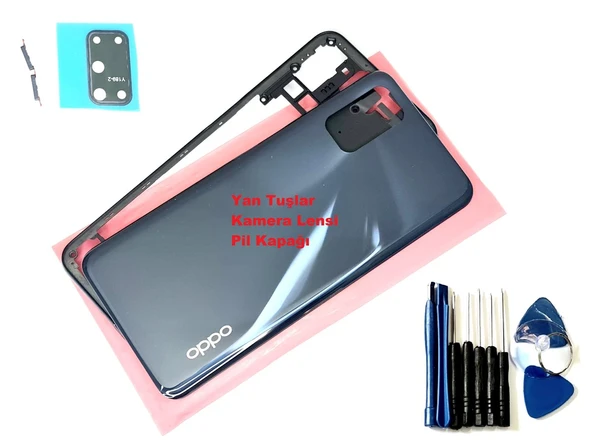 Tkgz Oppo A52 KASA Arka Pil Batarya Kapağı (TAMİR SETİ) SİYAH ürün görseli 1