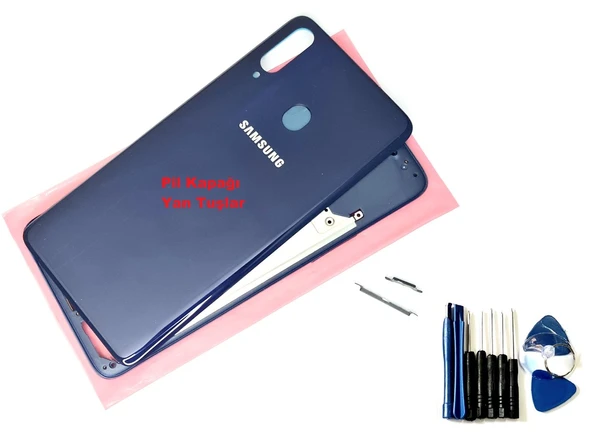 Tkgz Samsung Galaxy A20S KASA Arka Pil Batarya Kapağı (TAMİR SETİ) MAVİ ürün görseli 1