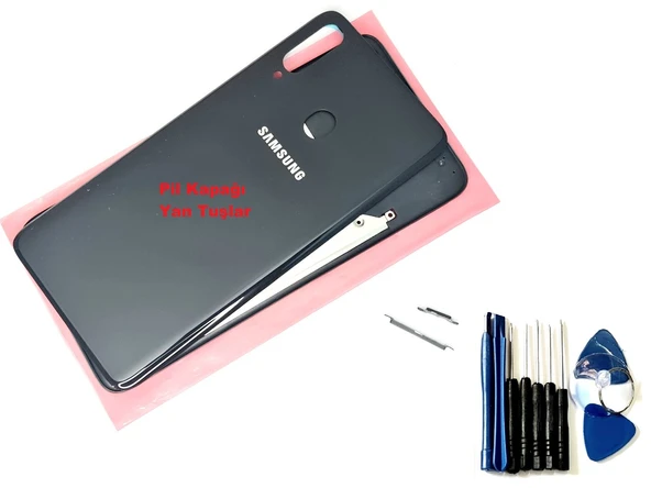 Tkgz Samsung Galaxy A20S KASA Arka Pil Batarya Kapağı (TAMİR SETİ) SİYAH ürün görseli 1