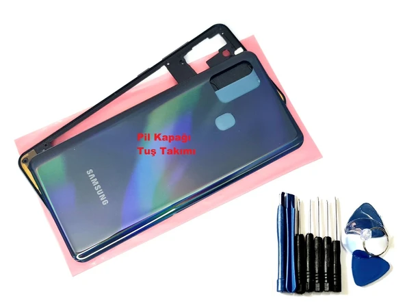 Tkgz Samsung Galaxy A21S KASA Arka Pil Batarya Kapağı (TAMİR SETİ) SİYAH ürün görseli 1