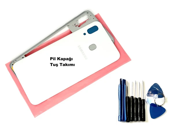 Tkgz Samsung Galaxy A30 A 305 Full KASA Arka Pil Batarya Kapağı (TAMİR SETİ) BEYAZ ürün görseli 1