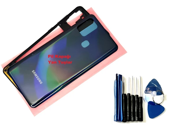 Tkgz Samsung Galaxy A31 A315 KASA Arka Pil Batarya Kapağı (TAMİR SETİ) SİYAH ürün görseli 1