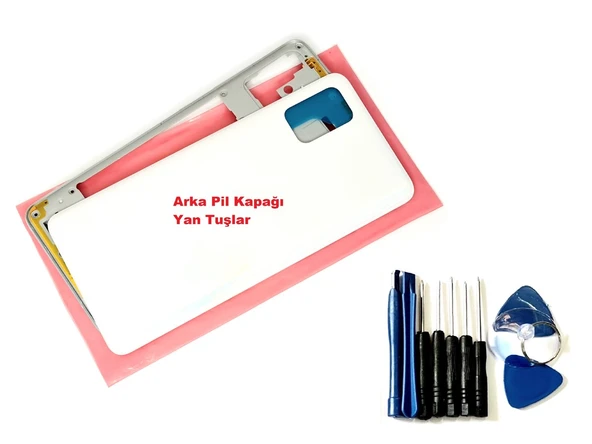 Tkgz Samsung Galaxy A51 (SM-A515) KASA Arka Pil Batarya Kapağı (TAMİR SETİ) BEYAZ ürün görseli 1