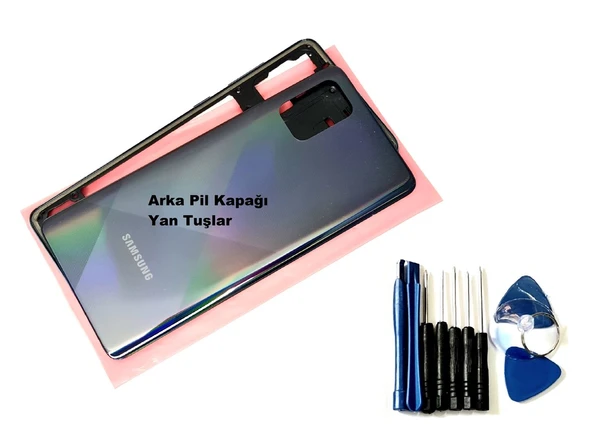 Tkgz Samsung Galaxy (SM-A715) A71 KASA Arka Pil Batarya Kapağı (TAMİR SETİ) SİYAH ürün görseli 1