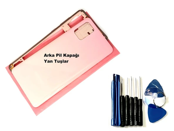 Tkgz Samsung Galaxy (SM-A715) A71 KASA Arka Pil Batarya Kapağı (TAMİR SETİ) PEMBE ürün görseli 1