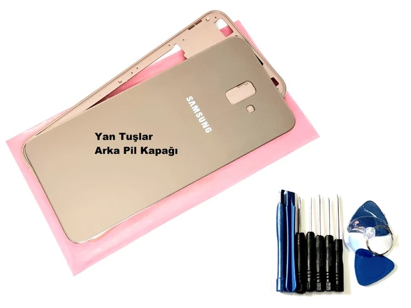 Tkgz Samsung Galaxy J6 Plus KASA Arka Pil Batarya Kapağı (TAMİR SETİ) GOLD ürün görseli 1