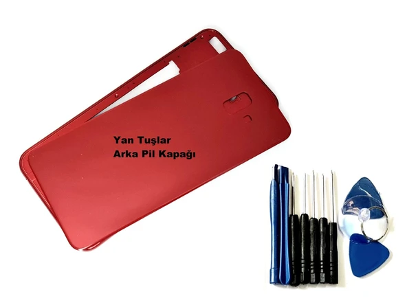 Tkgz Samsung Galaxy J6 Plus KASA Arka Pil Batarya Kapağı (TAMİR SETİ) KIRMIZI ürün görseli 1