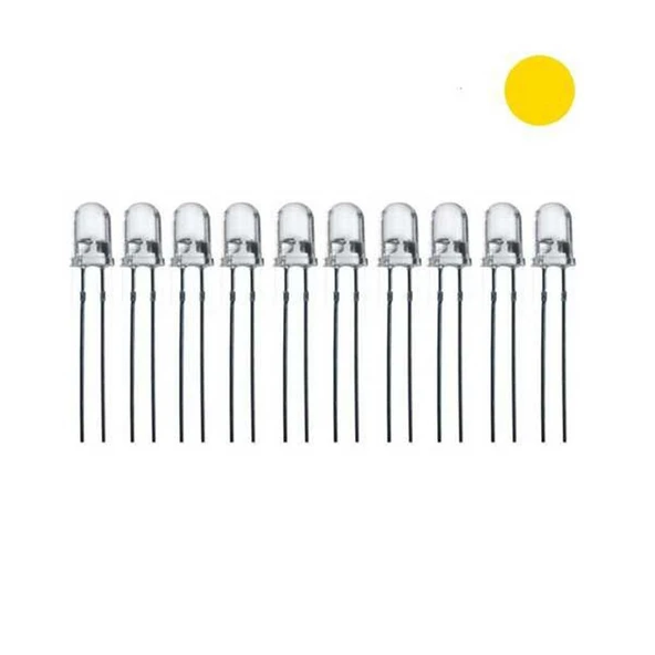 5mm Flaşörlü (Yanıp Sönen)Sarı Led Paketi - 10 Adet ürün görseli 1