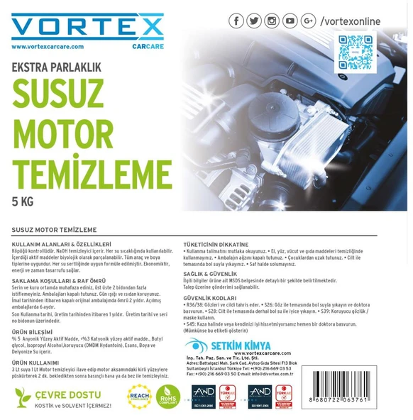 Vortex Susuz Motor Temizleyici 5 kg. - Resim 7