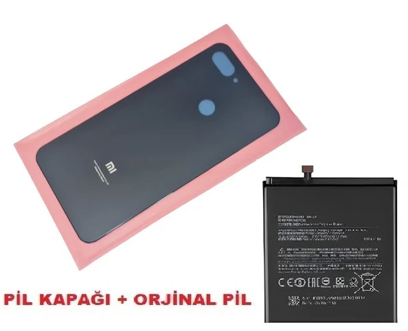 Tkgz Xiaomi Mi 8 Lite Arka Kapak Batarya Pil Kapağı + PİL (CAM) SİYAH ürün görseli 1