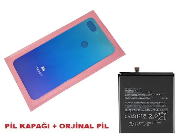 Tkgz Xiaomi Mi 8 Lite Arka Kapak Batarya Pil Kapağı + PİL (CAM) MAVİ ürün görseli 1