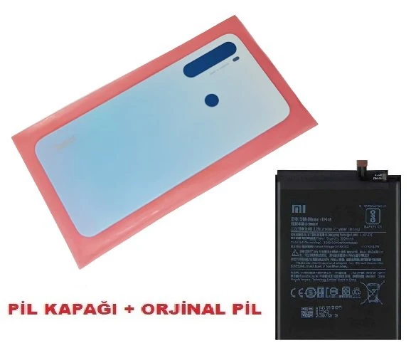 Tkgz Xiaomi Redmi NOTE 8 Arka Pil Batarya Kapağı + PİL (CAM) BEYAZ ürün görseli 1