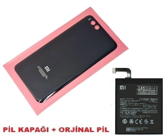 Tkgz Xiaomi Mi 6 Arka Kapak Batarya Pil Kapağı + PİL (CAM) SİYAH ürün görseli 1