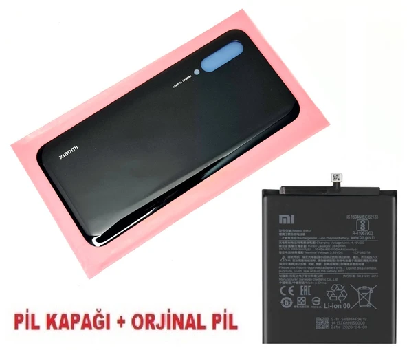 Tkgz Xiaomi Mi 9 LİTE Arka Kapak Batarya Pil Kapağı + PİL (CAM) SİYAH ürün görseli 1