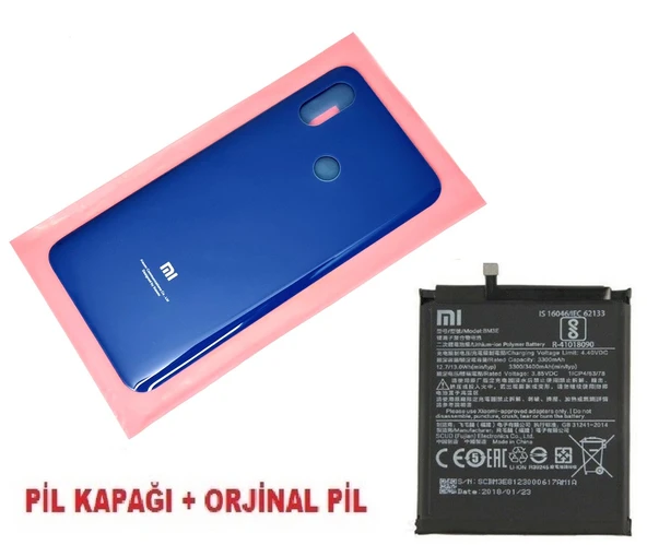 Tkgz Xiaomi Mi 8 Arka Kapak Batarya Pil Kapağı + PİL (CAM) MAVİ ürün görseli 1