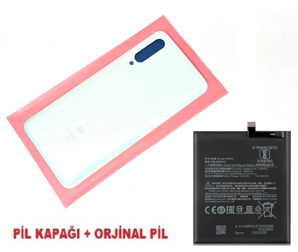 Tkgz Xiaomi Mi 9 Arka Kapak Batarya Pil Kapağı + PİL (CAM) BEYAZ ürün görseli 1