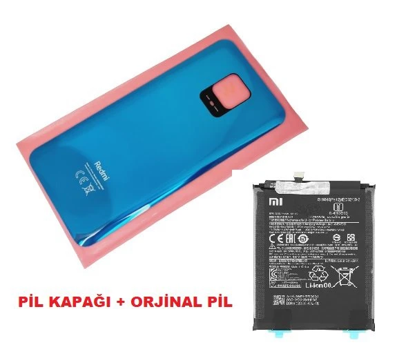 Tkgz Xiaomi Redmi NOTE 9S Arka Kapak Batarya Kapağı + PİL (CAM) MAVİ ürün görseli 1