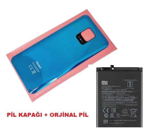 Tkgz Xiaomi Redmi NOTE 9 PRO Arka Kapak Batarya Kapağı + PİL (CAM) MAVİ ürün görseli 1