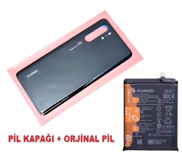 Tkgz - P30 PRO Arka Kapak Batarya Pil Kapağı + PİL (CAM) SİYAH ürün görseli 1
